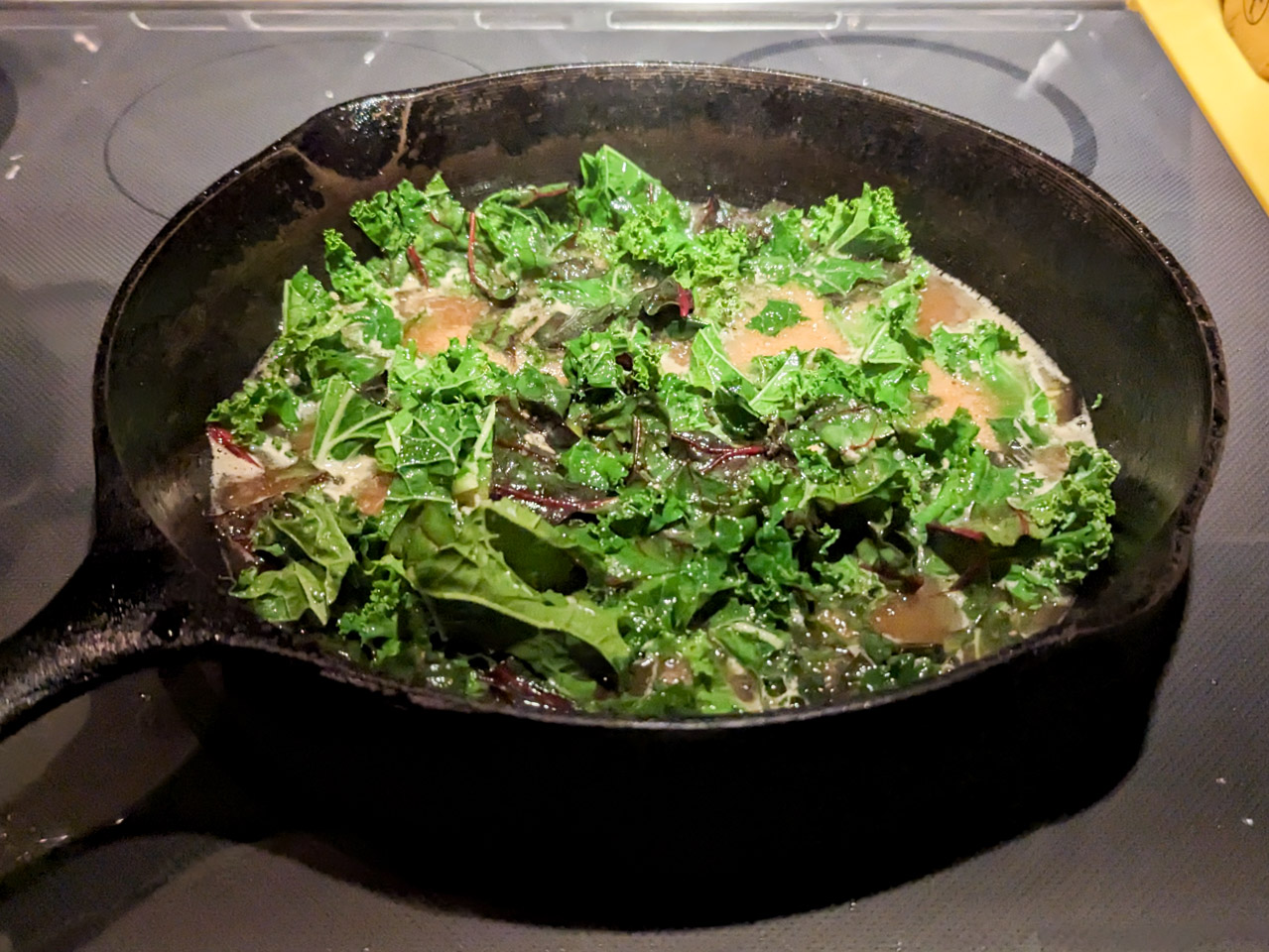 Braising greens and bacon