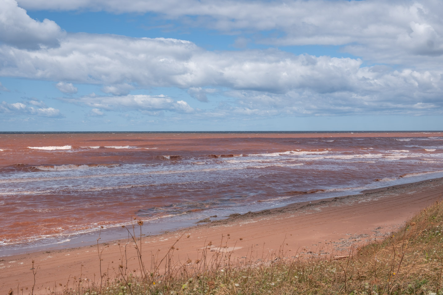 Red sand and dirt on a PEI beachfront