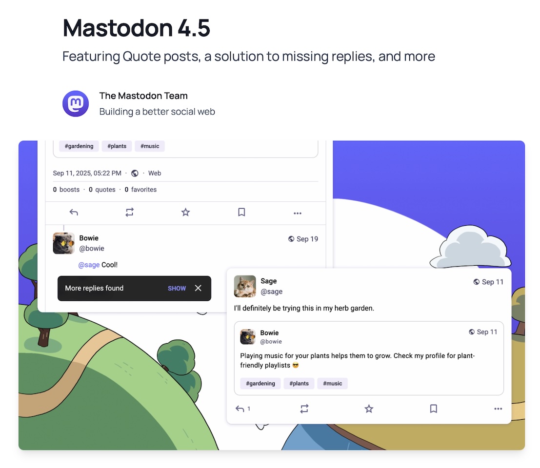 Mastodon v4.5 announcement