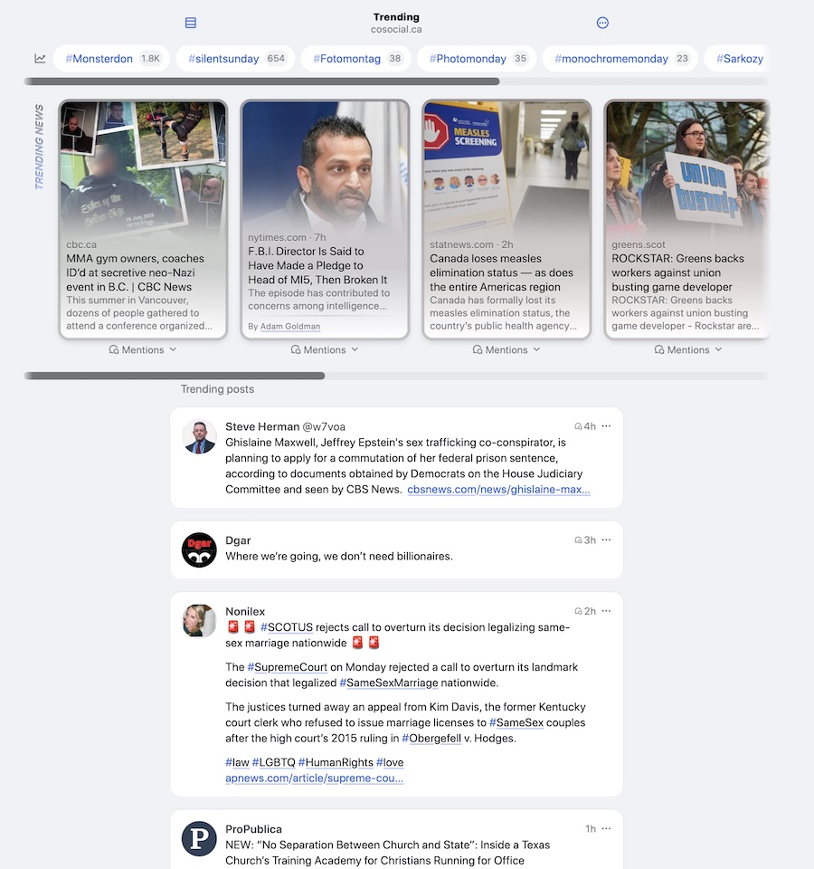 Trending screen in PhanPy