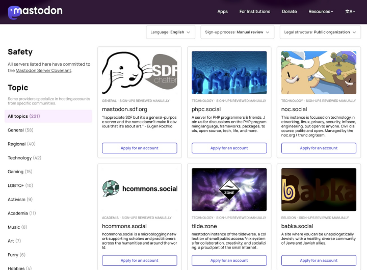 Choosing a Mastodon server
