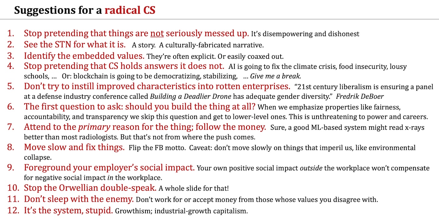 Suggestions for a radical CS