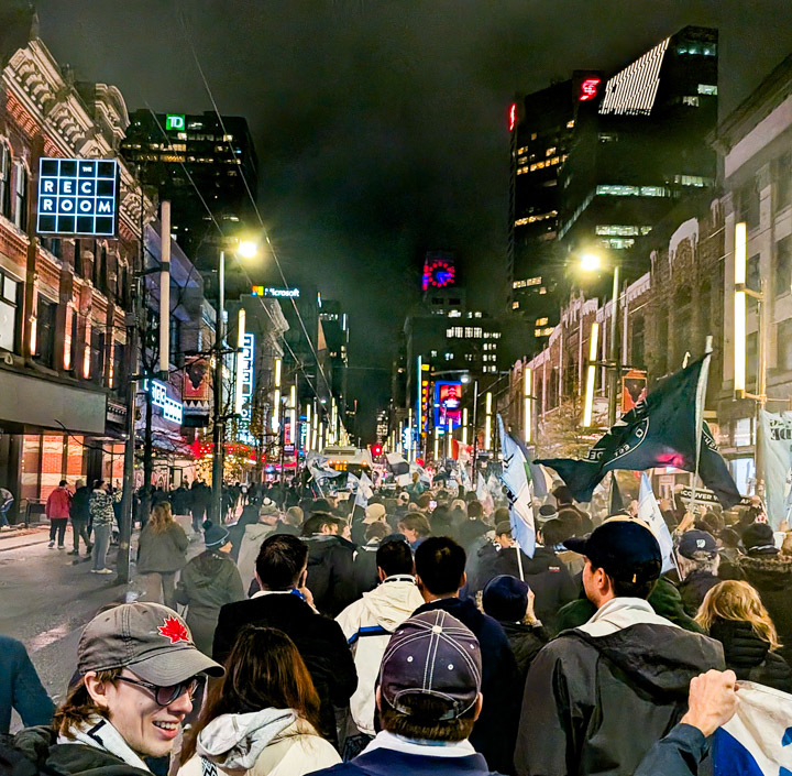 Parading from the pub to the match