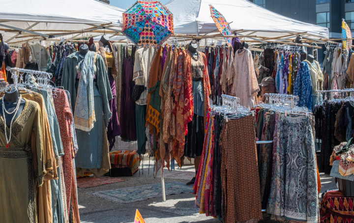 Racks and racks of Indian-flavored clothing