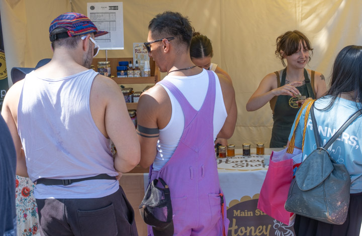 Gaily-costumed fellas at the honey shop